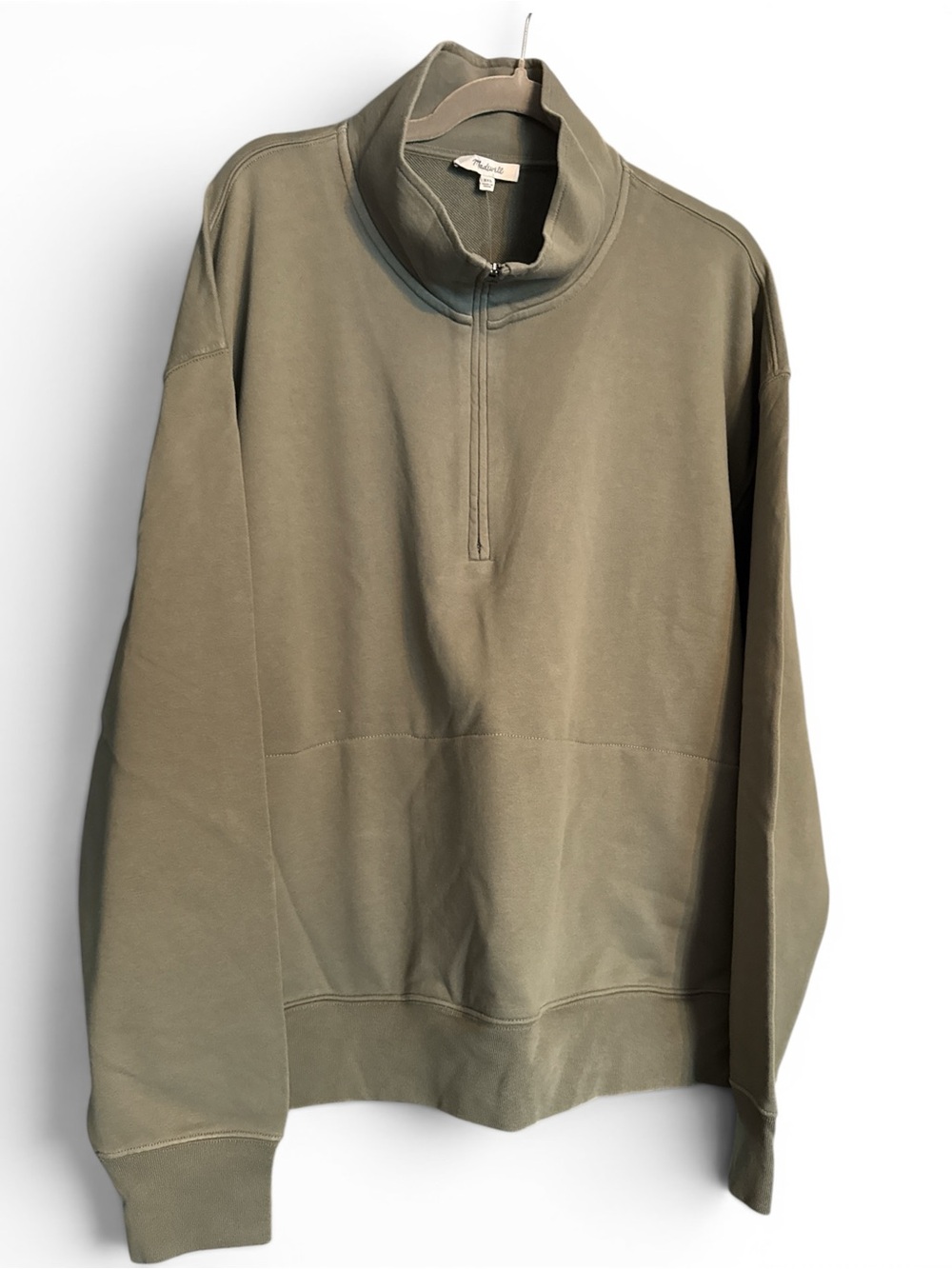 Madewell Half Zip Pullover Sweatshirt Olive Green XXL NWT 100% Cotton